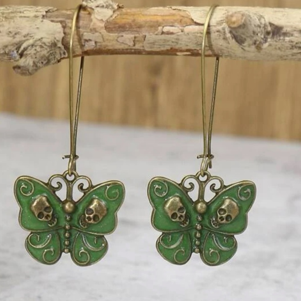 butterfly skull earrings